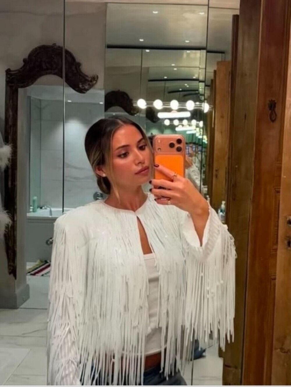 ZARA SEQUIN FRINGE JACKET BLAZER WHITE NEW